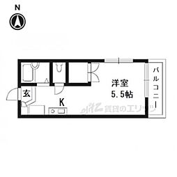 レオパレス音羽沢 ワンルームの間取図画像