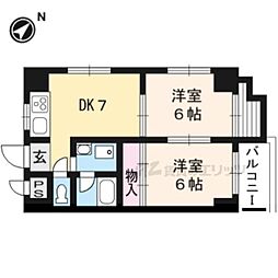 ステージハウス万石 2DKの間取図画像