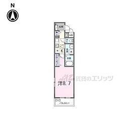 クレール蒼天 1Kの間取図画像