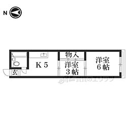 ハイツ東山 2DKの間取図画像