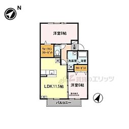ヴェルツ音羽 2LDKの間取図画像