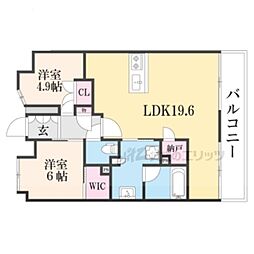 シャリエ大津中央 2LDKの間取図画像