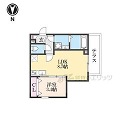 (仮称)ジーメゾン石田ルディア 1LDKの間取図画像