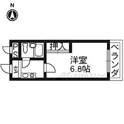 リバティ東大路 1Kの間取図画像