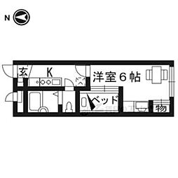 レオパレス川端御池 1Kの間取図画像
