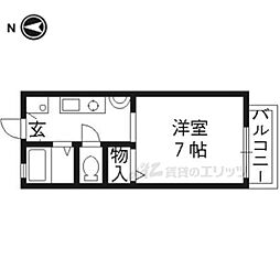 ラフィネ北白川 1Kの間取図画像