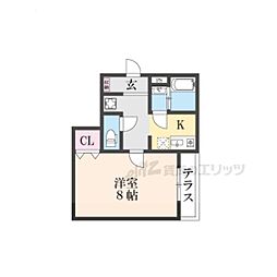 大津市中庄1丁目アパート 1Kの間取図画像