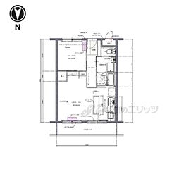 山科市営住宅1棟東館 1LDKの間取図画像