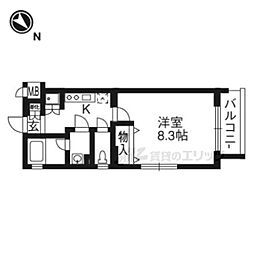 ベラジオ京都高台寺 1Kの間取図画像