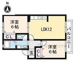 エトワール安朱2 2LDKの間取図画像