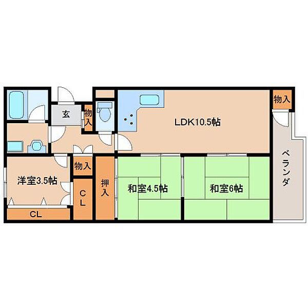 奈良県奈良市恋の窪3丁目(賃貸マンション3LDK・1階・58.53㎡)の写真 その2