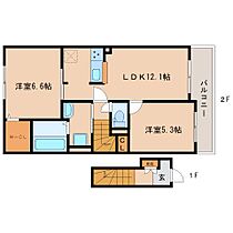 グランツII 207 ｜ 奈良県奈良市杏町58-2（賃貸アパート2LDK・2階・58.99㎡） その2