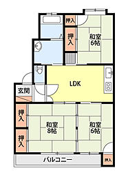 センチュリーハイツ 3DKの間取図画像