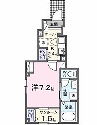 新発田市緑町1丁目アパート 1Kの間取図画像