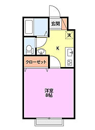 エスポワール中曽根2 1Kの間取図画像