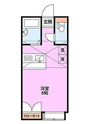 大志館2 1Kの間取図画像