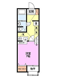 クエストU 1Kの間取図画像