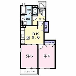 カーサポルトドソル 2DKの間取図画像