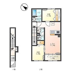 新発田市御幸町4丁目アパート 2LDKの間取図画像
