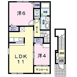 サンタ・モニカ 2LDKの間取図画像