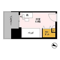 ロイヤルパークスER万代 ワンルームの間取図画像