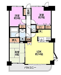 ダイアパレス水道町通り 3LDKの間取図画像