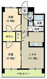 フェリシア鐙 2LDKの間取図画像