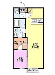 サンライズ 1LDKの間取図画像
