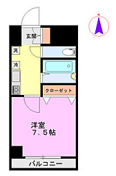 オルザス新潟 1Kの間取図画像