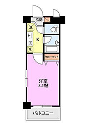 ワンノール米山B 1Kの間取図画像