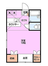 プレジール紫竹山 ワンルームの間取図画像
