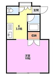 アビタ・ルミネE 1Kの間取図画像