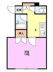 アビタ・ルミネE ワンルームの間取図画像