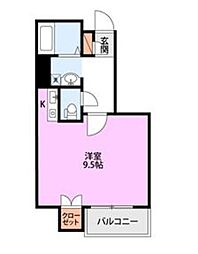 サンセーヌ 1Kの間取図画像