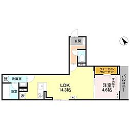 D-ROOM東明 1LDKの間取図画像