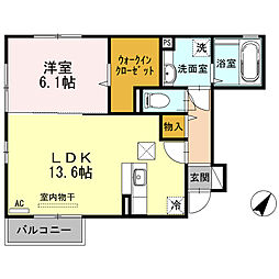 ブリオン 1LDKの間取図画像