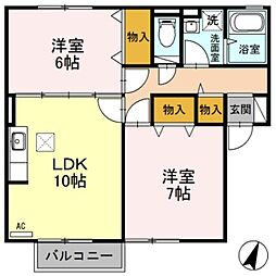 セジュールオリーブ 2LDKの間取図画像