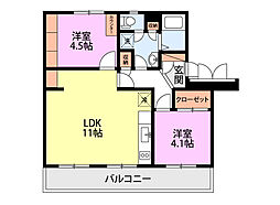 高志レジデンス2 2LDKの間取図画像