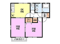 パルティール 2DKの間取図画像