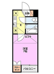 SAJAさくら 1Kの間取図画像