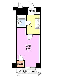 トーカンマンション医学町 1Kの間取図画像