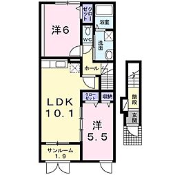 FLOURISHINおやまつ1 2LDKの間取図画像
