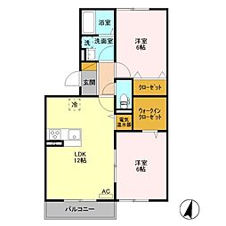 エルスリーモナミ 2LDKの間取図画像