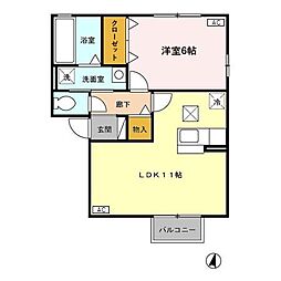 アトリオ小新A 1LDKの間取図画像