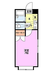 サジャグリーンフィールド 1Kの間取図画像
