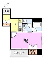 サンセーヌ 1Kの間取図画像