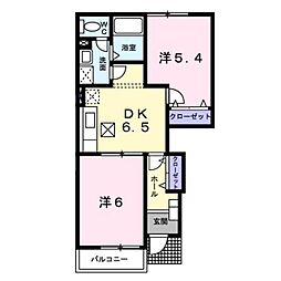 エポワールA 2DKの間取図画像