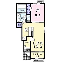 向日葵 2 1LDKの間取図画像