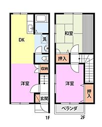 シャルム堤2 2LDKの間取図画像