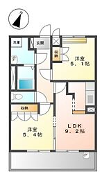 グランヴェール2 2DKの間取図画像